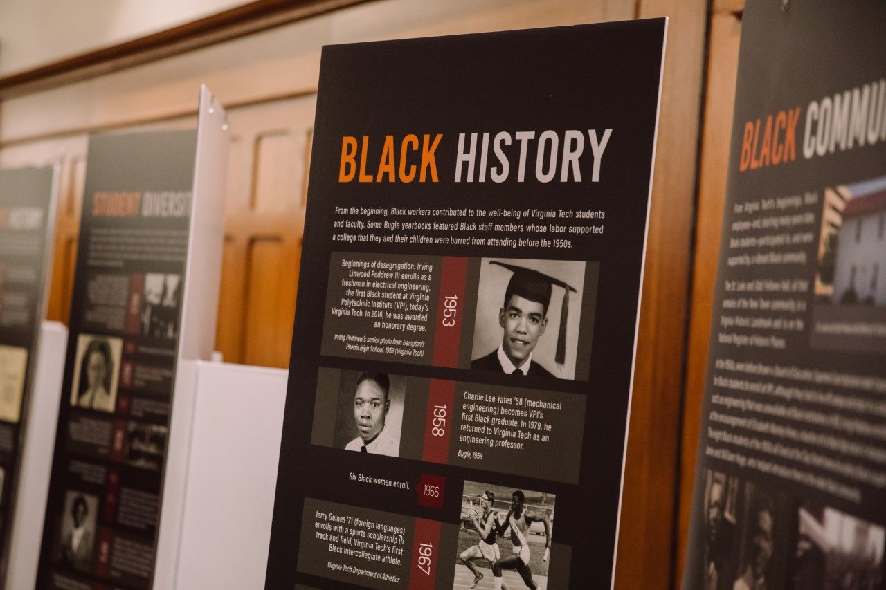 A sign is shown with the words Black History across the top. Below is shown a timeline of key dates and related images. 