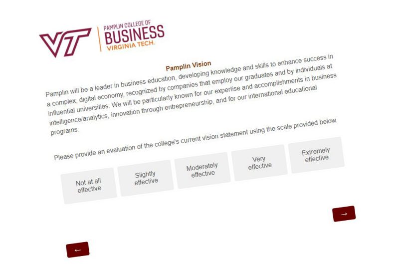 Survey - Evaluate Pamplin's Mission and Vision