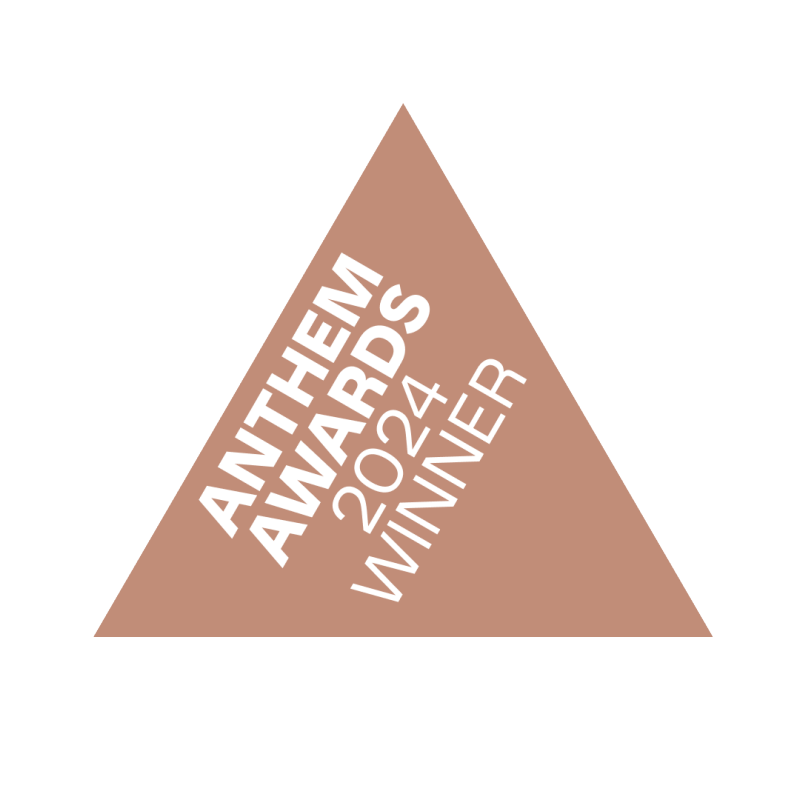 Bronze triangle with Anthem Award Winner 2024 written diagonally in white, indicating the event won a bronze Anthem Award.