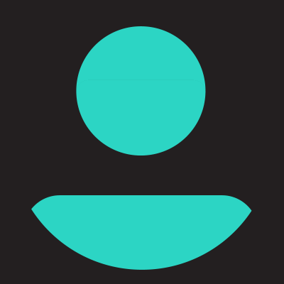 A turquoise profile icon on top of a black background. 